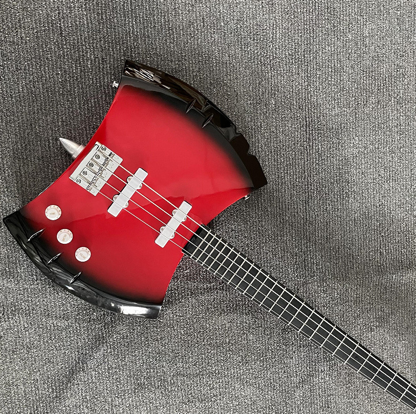 Popular Red Marceline's Axe 4 String Bass Guitar Neck Thru Body with Awl