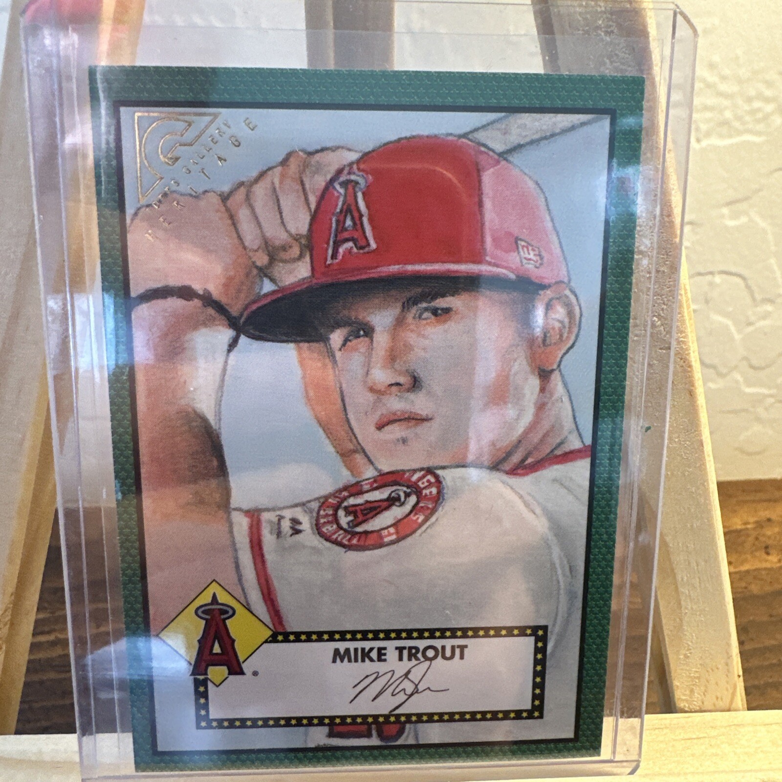 2018 Topps Gallery Heritage #H-35 Mike Trout Green /250