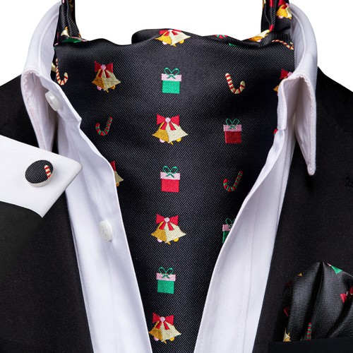 Men's Ascot Cravat Tie Silk Paisley Floral Check Hanky Cufflinks Set Wedding - Picture 142 of 317