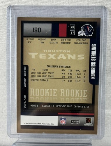 2004 Playoff Contenders Rookie Kendrick Starling #190 Rookie Auto RC - Picture 2 of 6