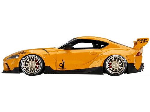 Toyota Pandem GR Supra V1.0 1/18 Model Car Yellow with Graphics TS0357 - Picture 3 of 4