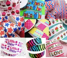 10 yards Grosgrain 7/8" Ribbon/Supply/Craft/bow/party/kids RY-Pick Design 31-40