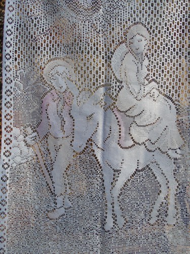 French pair white curtains lace lovely motif 18.5'' x 48'' of each - Picture 3 of 7