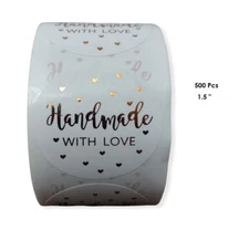 500Pcs 1.5" THANK YOU STICKERS HANDMADE WITH LOVE   LABLES   ENVELOPE SEALS 