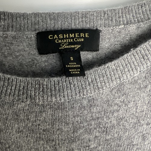 Maglione donna Cashmere By Charter Club piccolo pull over girocollo grigio cravatta - Foto 4 di 5