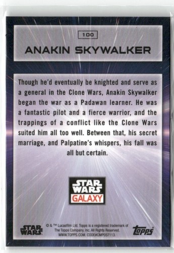 Anakin Skywalker Starwars Topps Chrome Galaxy 2022 Base Card #100 - Foto 2 di 2