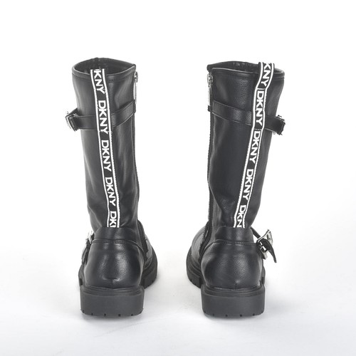 Botas de Moto DKNY Niñas Negras Imitación Cuero Insignia Cremallera Lateral Talla 3 - Imagen 5 de 6