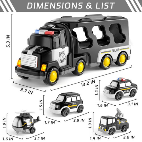 7 in 1 LKW Polizeiauto mit Licht und Musik Auto Transporter Kinder Spielzeug DE - Bild 14 von 21