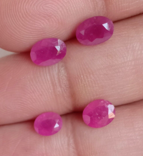 5.10 Cts Natural Ruby Oval Cut 4 Pieces Lot Untreated Unheated Loose Gemstone - Picture 4 of 5