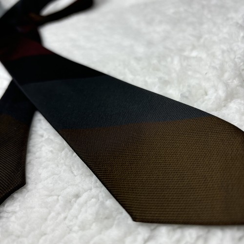 1950s Vintage Rockabilly Skinny Tie Brown Black Burgundy Diagonal Stripe Modest - Picture 4 of 13