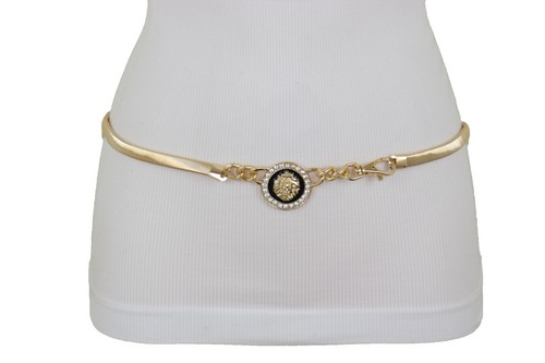 Women Gold Metal Chain Stretch Band Classic Hot Belt Hip Waist Lion Charm M L XL - Picture 22 of 24