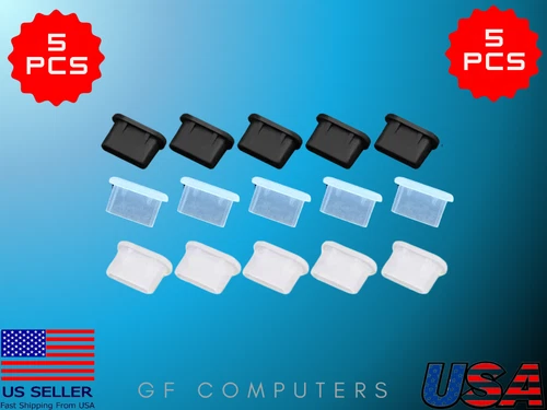 5 PCS Samsung Galaxy S25 USB-C Port Dust Stoppers Durable Black & Clear - product listing photo
