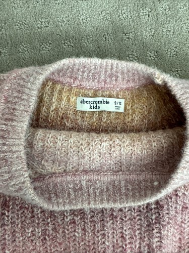 Abercrombie Kids Pastel Rainbow Knit Sweater Cream Pink Size 9 10 - Picture 2 of 3