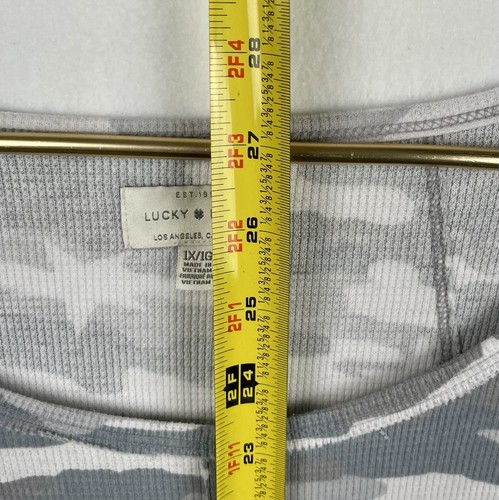 Lucky Brand Camo Sterne Langarm Waffel Strick Top Thermo Shirt Gr. XL 1100 - Bild 5 von 5