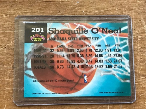 Shaquille O'Neal 1992-93 Stadium Club #201 - Orlando Magic - Bild 2 von 2
