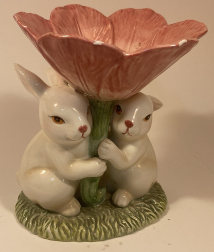 Set of 2 Cosmos Ceramic Spring Bunny Candy Dish - Minor Damage to One - Picture 6 of 12