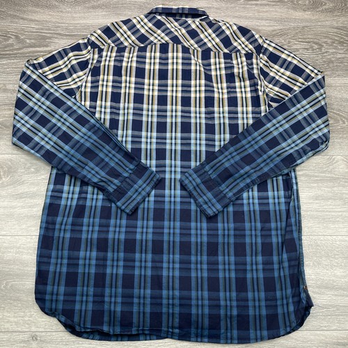 JNCO Shirt Mens Medium Navy Ombre Plaid Double Pockets Skater 90s Y2K Rave Show - Picture 8 of 13