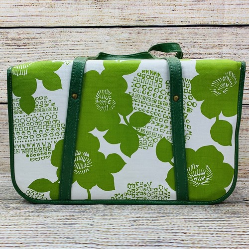 JUL Floral Print Green White Picnic Insulated Bag Vintage Style Cute Unique - Picture 1 of 10