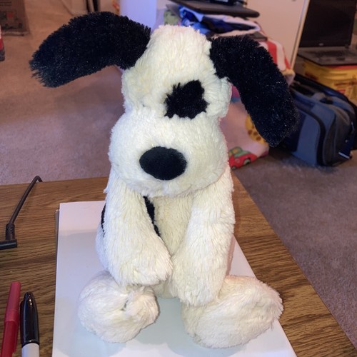 Jellycat London Bashful Cream & Black 9” Plush Puppy Dog