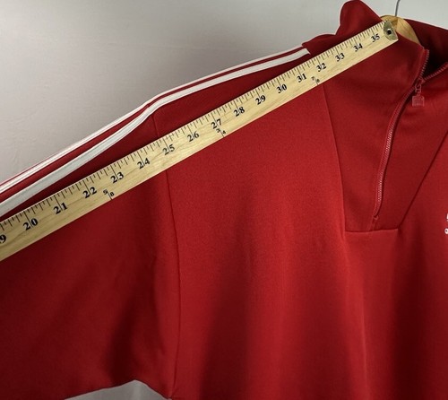ADIDAS Funnelneck 1/4 Zip Track Pullover Mens Medium Red Stripes Athleisure NW - Picture 11 of 12