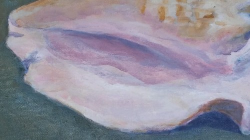 Mellow Shell by RAMfish Artist Original Acrylic Signed Conch Ocean Beach 9"X12" - Picture 6 of 8