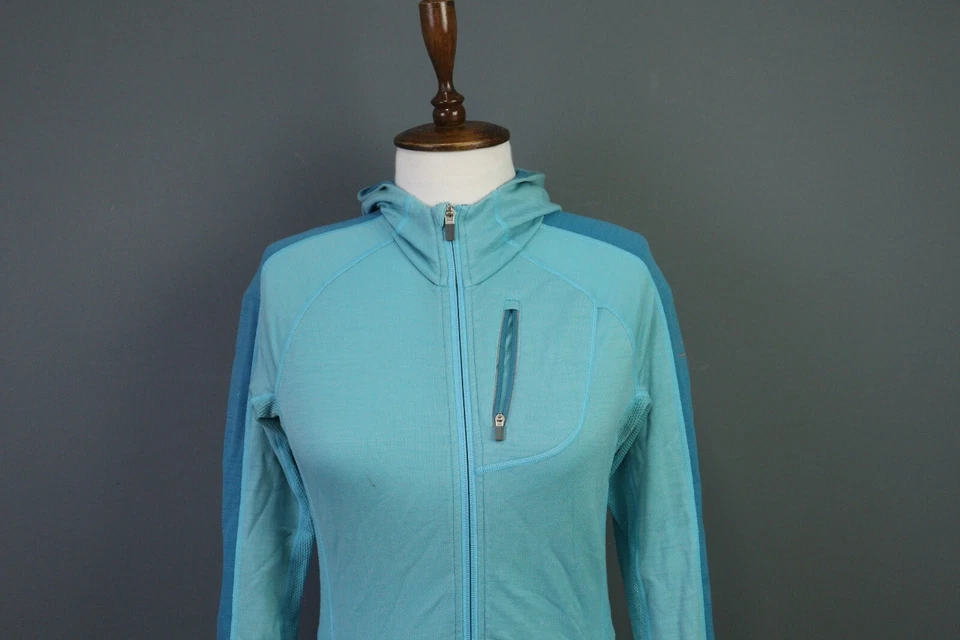 Chaqueta con Capucha Icebreaker Merino GT Azul Claro Cremallera Completa Manga Larga Talla S Foto 2 de 4