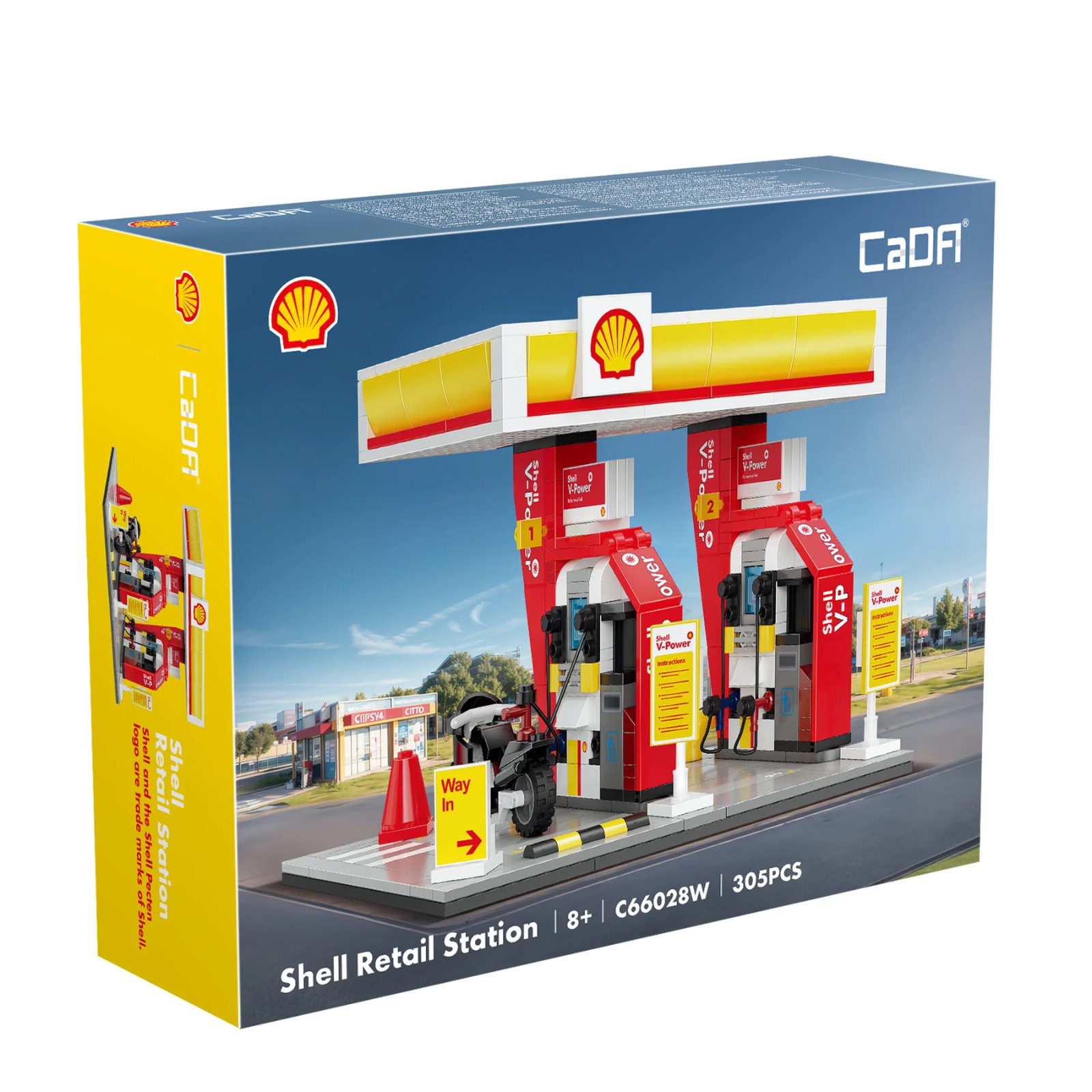 CaDA Shell Petrol Fuel Station with Motorcycle 305 Pieces Brick Kit C66028W - Image 8
