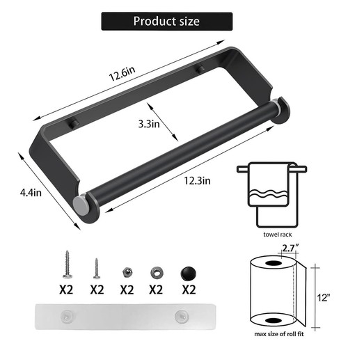 Paper Towel Holder Under Cabinet Wall Mount Self Adhesive Paper Towel Holder - Picture 6 of 7