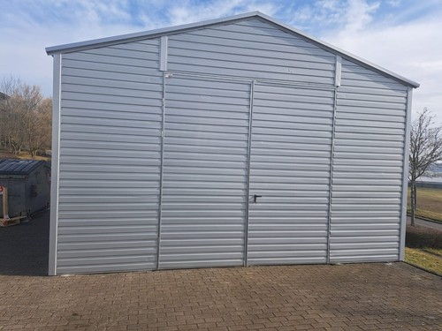 Blechgarage 6x8 m mit Horizontalpanel Garage Stahlhalle Doppeltgarage verzinkt