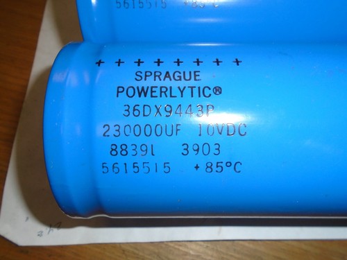 NOS! 2 EACH! Sprague 36DX Powerlytic 230000uF 10VDC Capacitor 36DX9443P - Picture 2 of 3