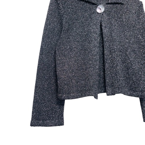 Boden Grey Silver Metallic Knit Collared Button Cardigan - Size 10 - Picture 5 of 12