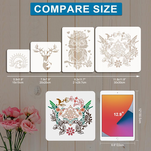 MAYJOYDIY 10Pcs Vegetables Stencil 6×6Inch Farm Vegetable Drawing Stencil with P - Picture 4 of 12
