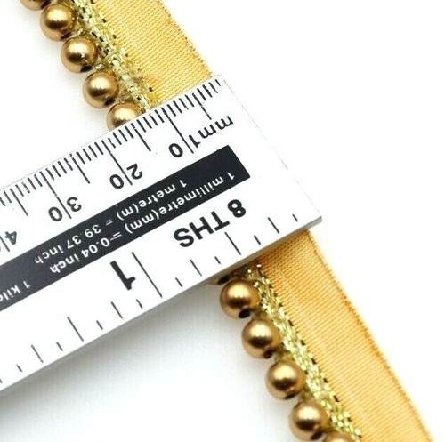 2 YARD Ivory Gold,Dull Gold Lace Pearl Beaded Vintage Style Trim Ribbon Sewing - Picture 16 of 40