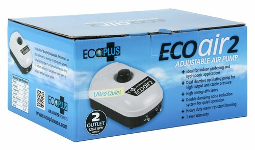 ECOPLUS ECO AIR 2 REGELBARE AQUARIUMPUMPE 2 AUSGÄNGE 126,8 GPH 3 WATT HYDROPONIK - Bild 1 von 2