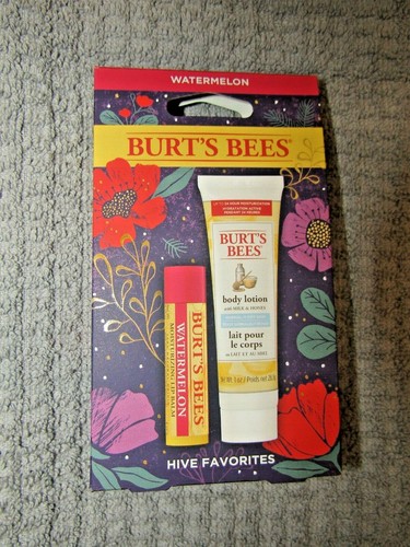 BURT'S BEES~~WATERMELON LIP BALM & MILK & HONEY BODY LOTION~~HIVE FAVORITES - Picture 1 of 2