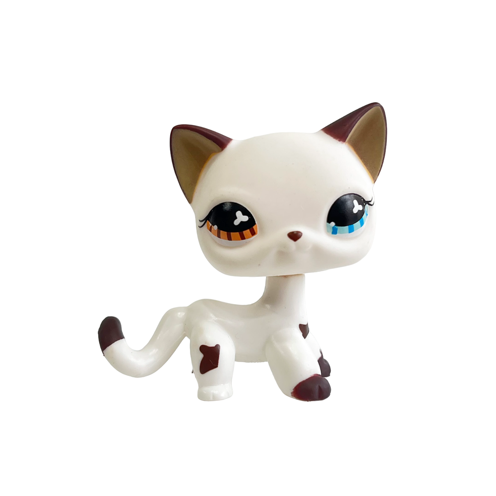 Littlest Pet Shop #577 White Short Hair Cat Bobblehead with Blue Eyes