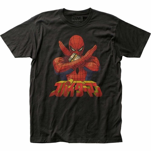 Spider-Man japanisches T-Shirt Herren lizenziert Marvel Superhero Avengers T-Shirt schwarz