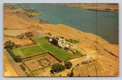 Maryhill Museo de Arte Washington WA Vista Aérea Postal De Colección Río Columbia - Imagen 1 de 3
