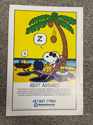 1987 Print Ad - Metropolitan Life - Snoopy Cartoon - Get Met Its Pays 10 x 7