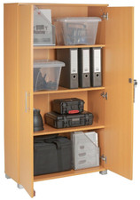 Storage Cabinet Shoe Cupboard Beech Wood Garage Tool Chest 2 Door Locking 140cm