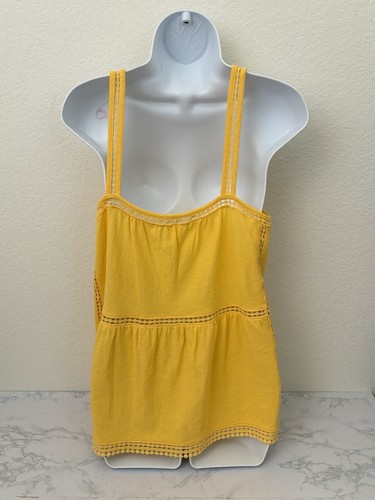 Time And Tru Yellow Relaxed Fit Square Neck Top Women’s Size M Boho Peasant W1 - Picture 3 of 6