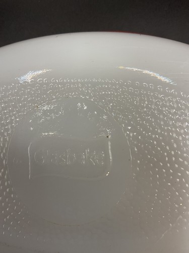 Vintage Glasbake J-235 Milk Glass Red Ombré 1 Qt Oval Casserole Dish w/ Lid - Picture 4 of 6