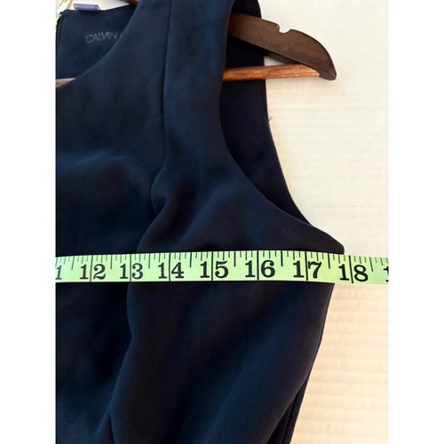 Calvin Klein Women's Sz 10 Navy Blue Faux Suede Sheath Dress Office Classy Boss - Picture 12 of 13