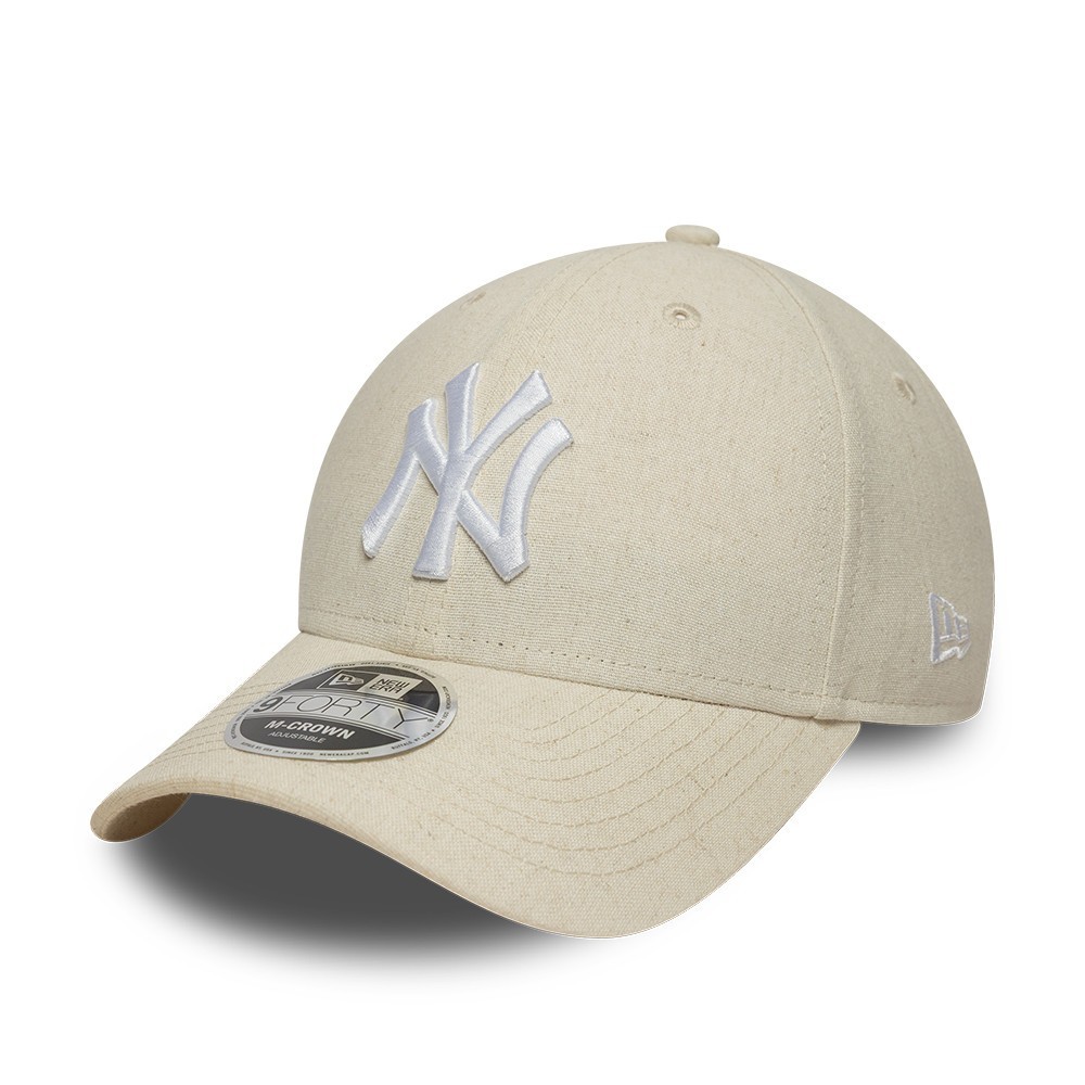 NEW ERA NEW YORK YANKEES LINEN BASEBALL CAP.9FORTY MCROWN BEIGE SNAPBACK HAT S26