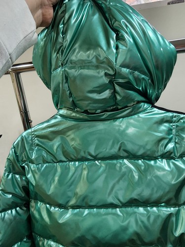 Womens Goldbergh Aura Hooded Quilted Metallic Aqua Blue Down Ski Jacket Sz US10 - Picture 8 of 16