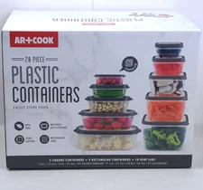 AR+COOK 20-piece FOOD STORAGE CONTAINER Set, BPA Free Plastic, Nestable, NEW