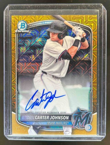 2025 Bowman Carter Johnson Chrome Prospect Auto Mega Box Gold Refractor #37/50