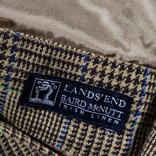 Lands End Linen Blazer Jacket Mens 42R Baird McNutt Sports Coat Plaid Irish - Picture 15 of 21