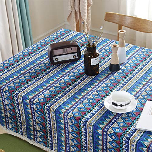 Mantel rectangular bohemio estilo encaje lino algodón cena picnic - Imagen 4 de 7