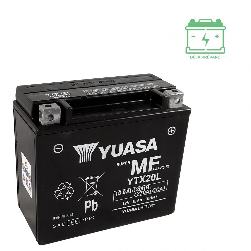 Batterie SLA Yuasa pour Moto Yamaha 1300 XVZ 1996 à 2013 YTX20L-BS / YTX20L / - Photo 4/4